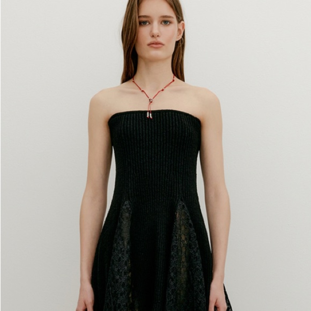 NWOT Yuse Black Strapless Dress (Korean brand)